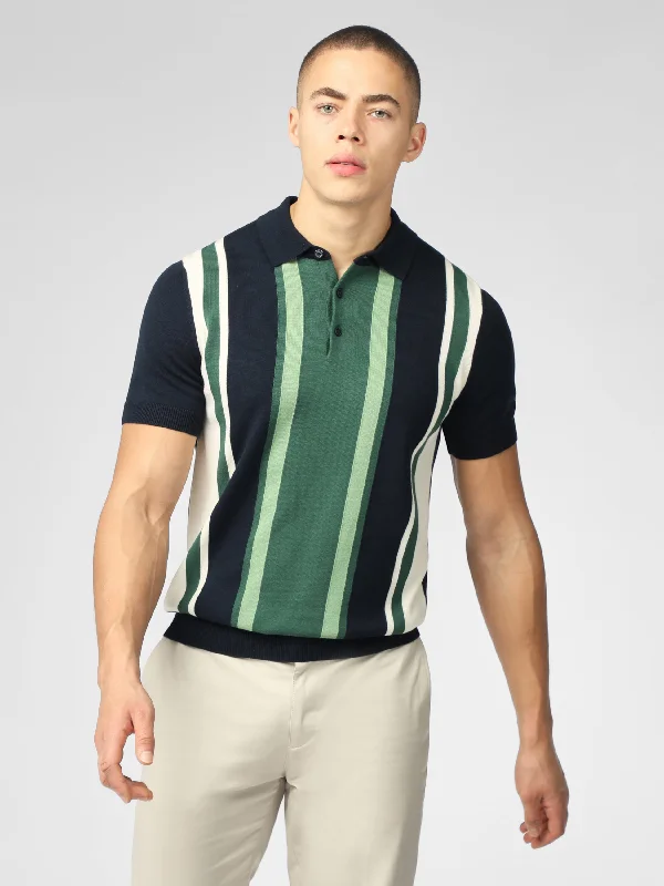 Men's Sweaters for Casual OccasionsSignature Vertical Stripe Polo - Dark Navy