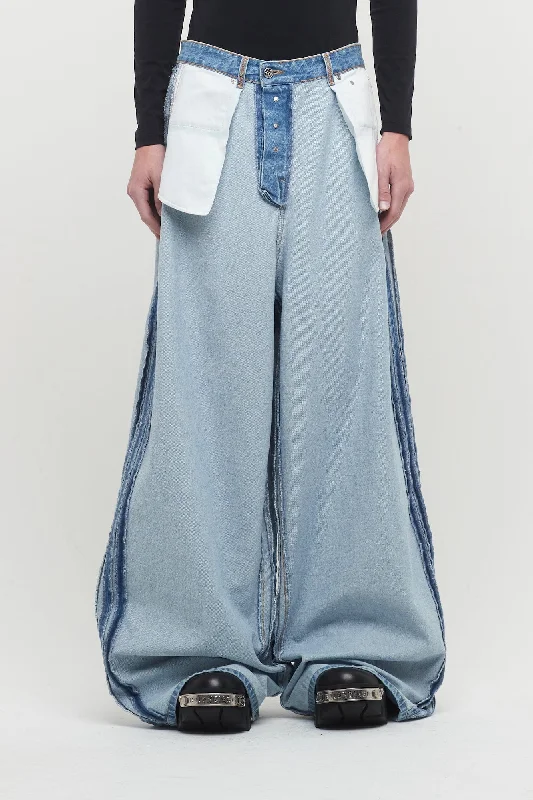 Men's Pants with Reflective Stripes for SafetyVetements Inside-Out Baggy Jeans