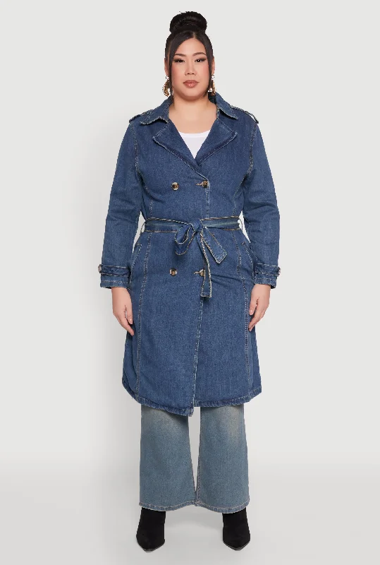 Men's Jeans in Different ColorsPlus Size Denim Trench Coat