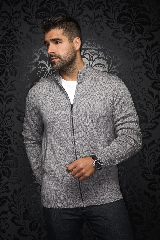 Men's Sweaters with Asymmetrical HemlinesAU NOIR | Merino Wool Sweater | Esteban Med Grey Men's Sweaters with Asymmetrical HemlinesAU NOIR | Merino Wool Sweater | Esteban Med Grey