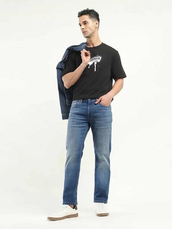 Leather Patch Embellished Men's JeansMen's 511 Slim Fit Dark Blue Jeans