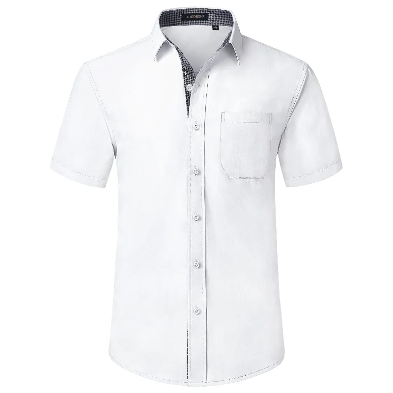Men's Solid-Color Block Shirts for a Bold StatementMen's Short Sleeve Shirt with Pocket - B1-WHITE Men's Solid-Color Block Shirts for a Bold StatementMen's Short Sleeve Shirt with Pocket - B1-WHITE