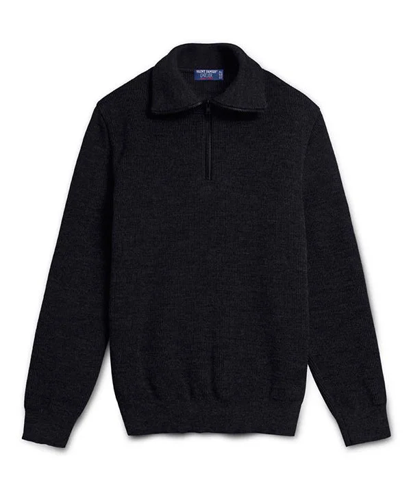 Men's Sweaters with Straight-Cut ShapesCOTENTIN III - Quarter Zip Trucker Sweater (BLACK) Men's Sweaters with Straight-Cut ShapesCOTENTIN III - Quarter Zip Trucker Sweater (BLACK)
