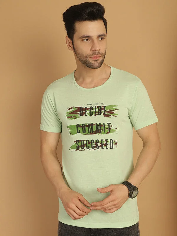 Versatile Men's Tank TopsMack Jonney Round Neck Cotton Printed Light Green T-Shirt for Men Versatile Men's Tank TopsMack Jonney Round Neck Cotton Printed Light Green T-Shirt for Men