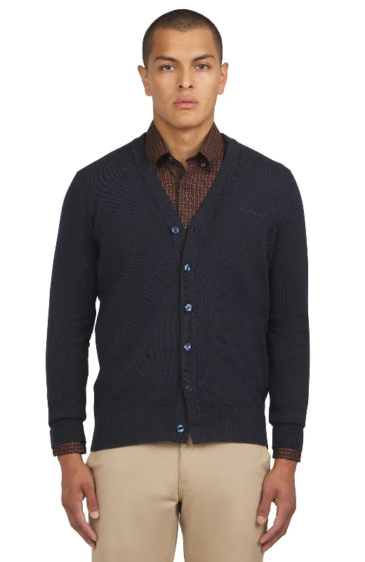 Men's Sweaters with Fold-Over CuffsMerino Cardigan - Dark Navy