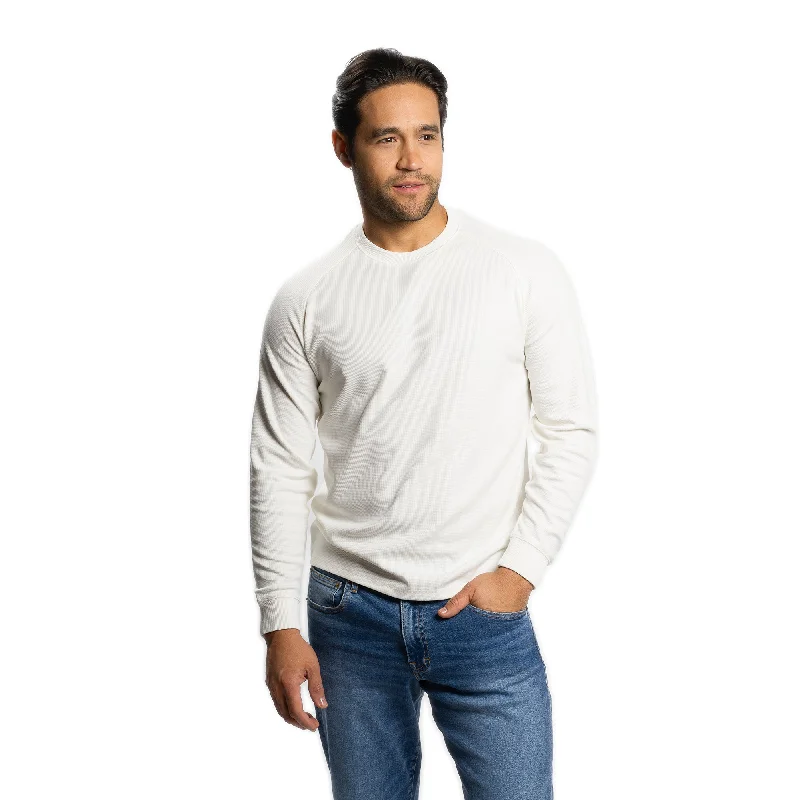 Elegant Men's Shawl-Collar SweatersPolartec Waffle Shirts - Off White
