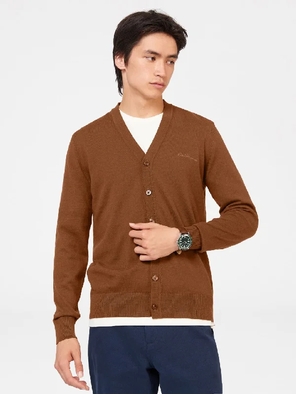 Men's Sweaters with Zippered PocketsSignature Merino Knit Cardigan - Utility Brown