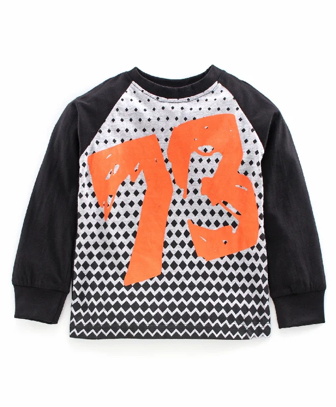Men's Shirts with Convertible CollarsBoys Printed Raglan Sleeve Round Neck Tee