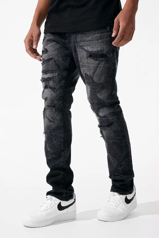 Modern Ripped and Distressed Men's JeansCollins - Black Widow Denim (Black Shadow)