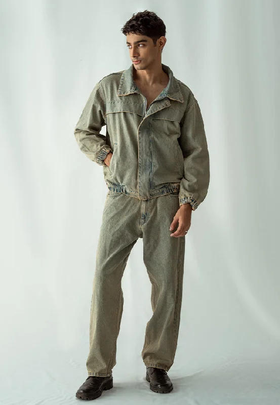Sustainable Eco-Friendly Men's JeansBiker Jacket - Pale Blue