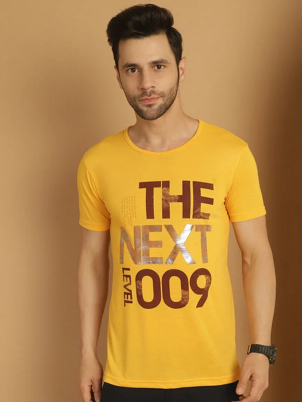 Men's Casual Shirts for Everyday WearMack Jonney Round Neck Cotton Printed Yellow T-Shirt for Men Men's Casual Shirts for Everyday WearMack Jonney Round Neck Cotton Printed Yellow T-Shirt for Men