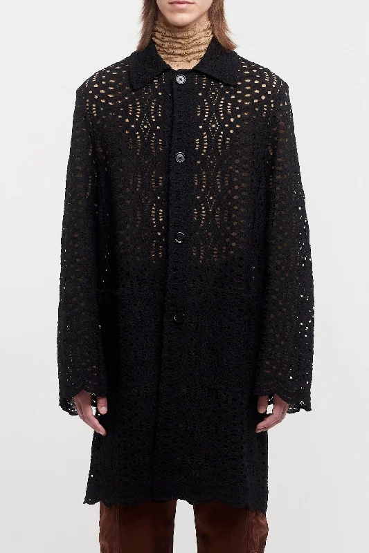 Men's Pants with Adjustable WaistbandsDries Van Noten Perforated Rakin Coat
