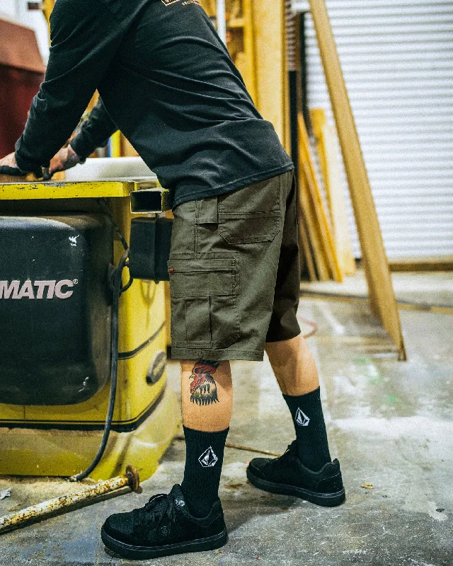 Men's Pants with Turn-Up CuffsVolcom Workwear Gage Work Shorts - Squadron Green