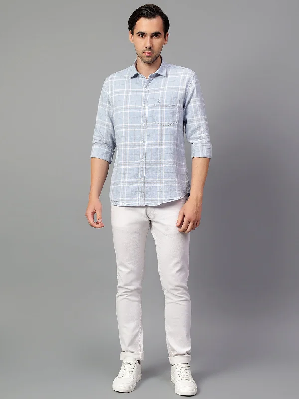 Men's Button-Down Collar Shirts for Staying PolishedMen's Blue Checked Full Sleeve Casual Shirt Men's Button-Down Collar Shirts for Staying PolishedMen's Blue Checked Full Sleeve Casual Shirt