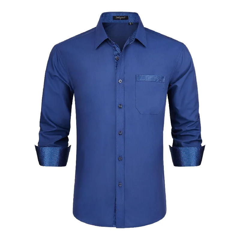 Men's Camouflage Shirts for an Outdoor AppealCasual Formal Shirt with Pocket - BLUE