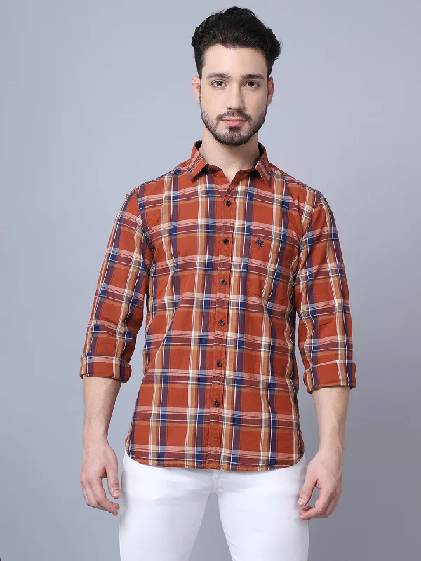 Men's Regular-Fit Shirts for a Classic FitMen's Burnt Orange Casual Big Checks Full Sleeve Shirt Men's Regular-Fit Shirts for a Classic FitMen's Burnt Orange Casual Big Checks Full Sleeve Shirt