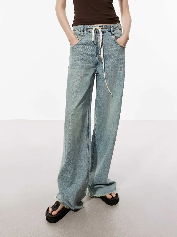 Men's Jeans with Fashionable RipsCotton Silk Loose Jeans