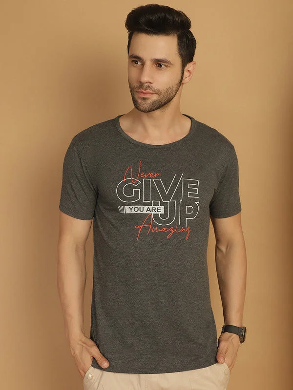 Men's Shirts with Hook-and-Loop ClosuresMack Jonney Round Neck Cotton Printed Anthracite T-Shirt for Men Men's Shirts with Hook-and-Loop ClosuresMack Jonney Round Neck Cotton Printed Anthracite T-Shirt for Men