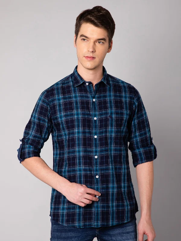 Men's Plaid Shirts for a Country CharmMen's Indigo Blue Casual Big Checks Full Sleeve Shirt Men's Plaid Shirts for a Country CharmMen's Indigo Blue Casual Big Checks Full Sleeve Shirt