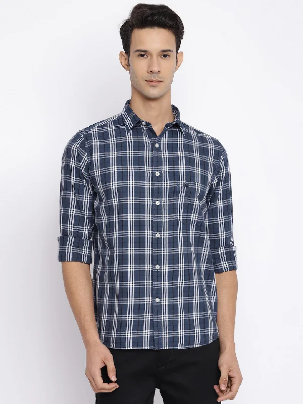 Men's Patterned Dress Casual Shirts for Smart-Casual EventsMen's Dark Grey Casual Medium Checks Full Sleeve Shirt