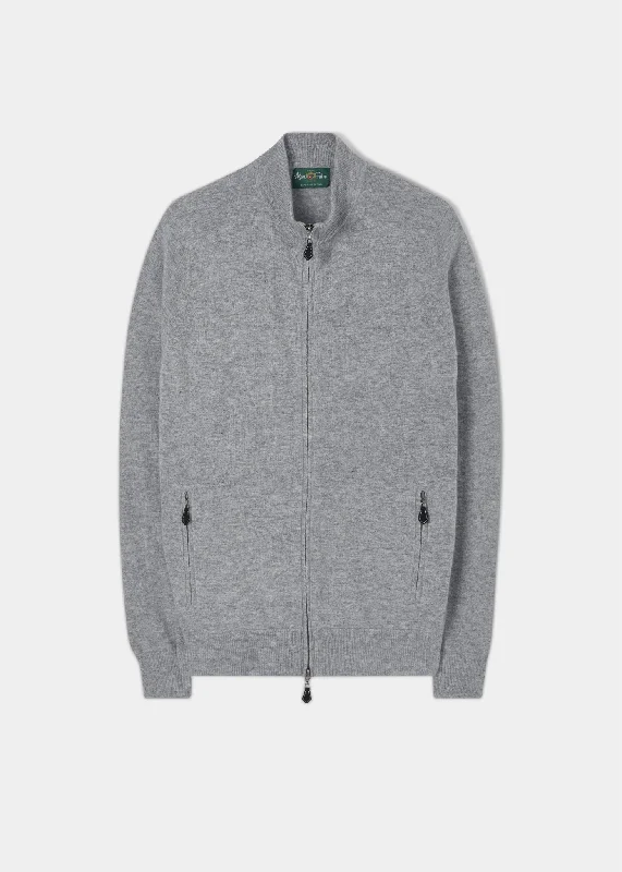 Men's Relaxed-Fit Pants for ComfortMidhurst Full Zip Jumper In Silver - Regular Fit