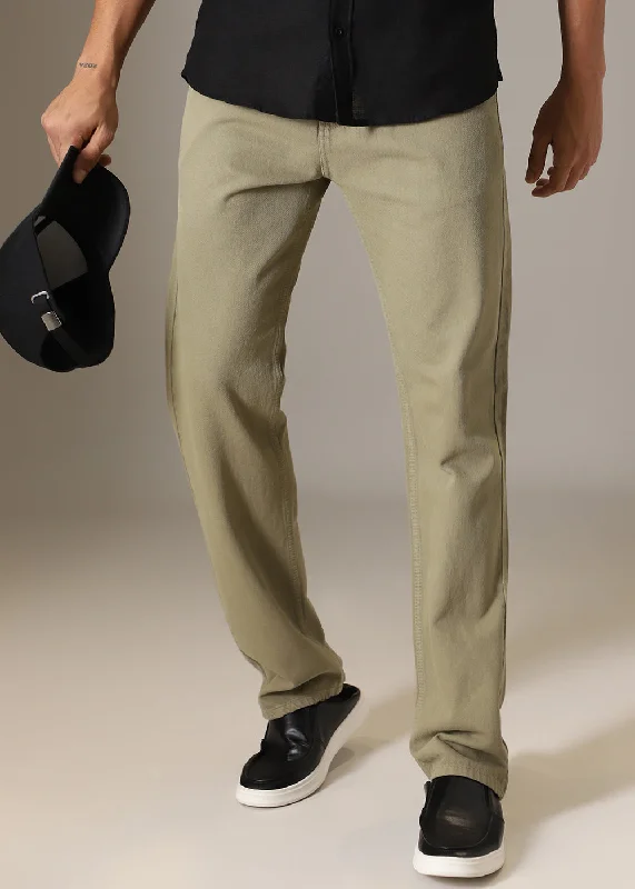 Workwear Men's JeansLight Olive Straight Fit Denim
