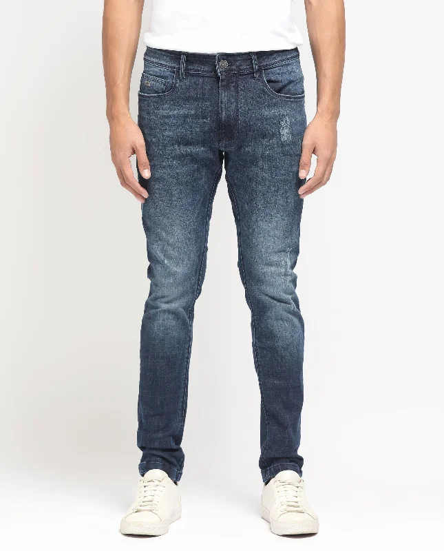 New Arrival Men's JeansRare Rabbit Men's Reims Light Blue Mid Wash Mid-Rise Slim Fit Jeans
