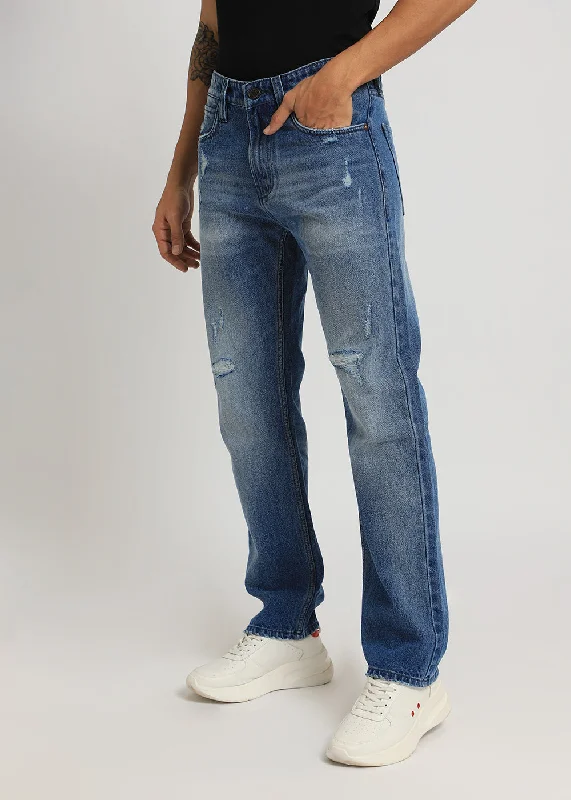 Durable Men's JeansAfina Ribbed Blue Straight fit Jeans