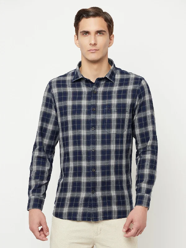 Men's Rugby Shirts for a Sporty LookMen's Navy Blue Casual Big Checks Full Sleeve Shirt Men's Rugby Shirts for a Sporty LookMen's Navy Blue Casual Big Checks Full Sleeve Shirt