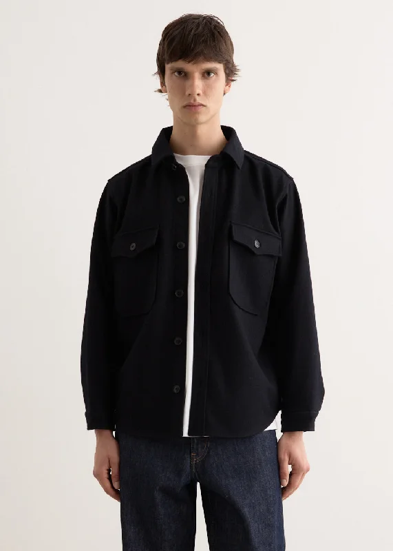 Men's Coats with Slim FitsLIKE WEAR Wool Linen Shirt Jacket