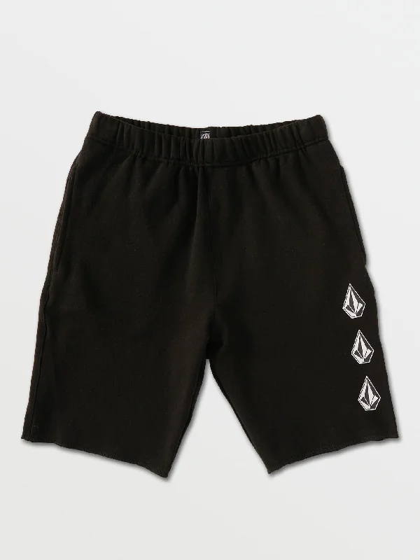 Men's Pants with Elastic CuffsBig Boys Iconic Stone Fleece Shorts - Black