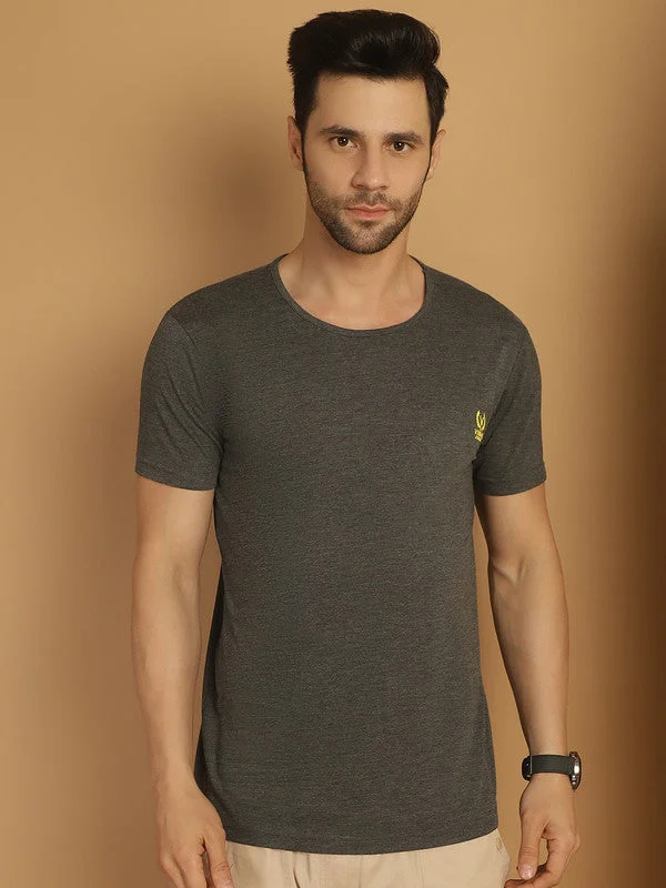 Men's Shirts with Convertible CollarsMack Jonney Round Neck Cotton Solid Anthracite T-Shirt for Men Men's Shirts with Convertible CollarsMack Jonney Round Neck Cotton Solid Anthracite T-Shirt for Men