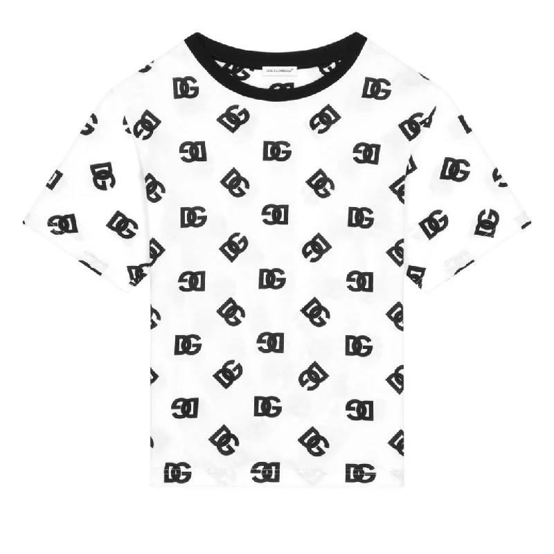 Men's Shirts with Single-Breasted DesignsWhite Logo T-Shirt
