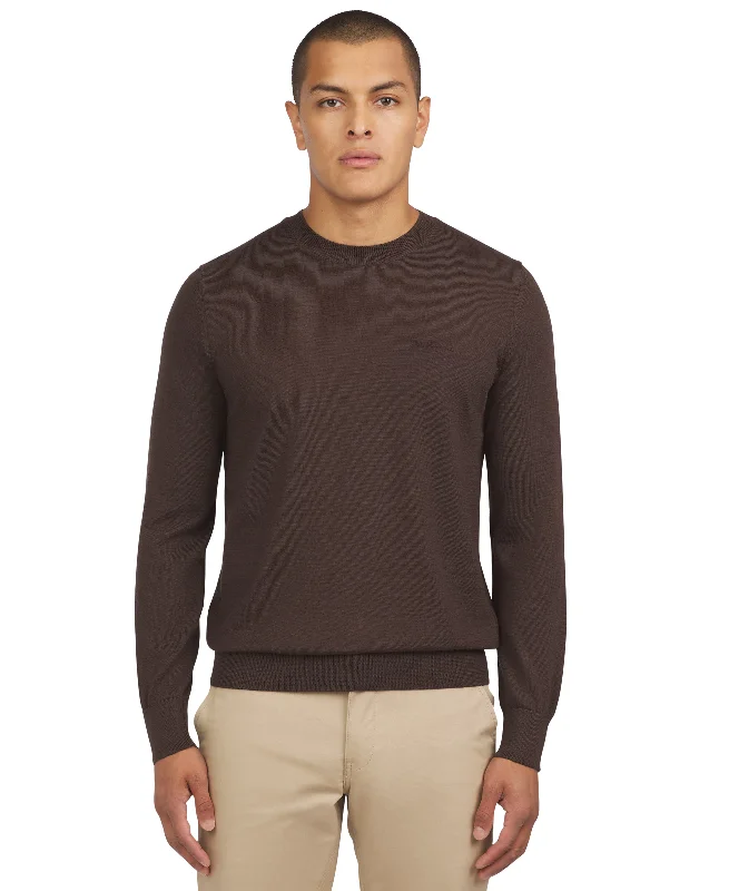 Men's Sweaters with High-Low HemlinesMerino Crew - Cocoa