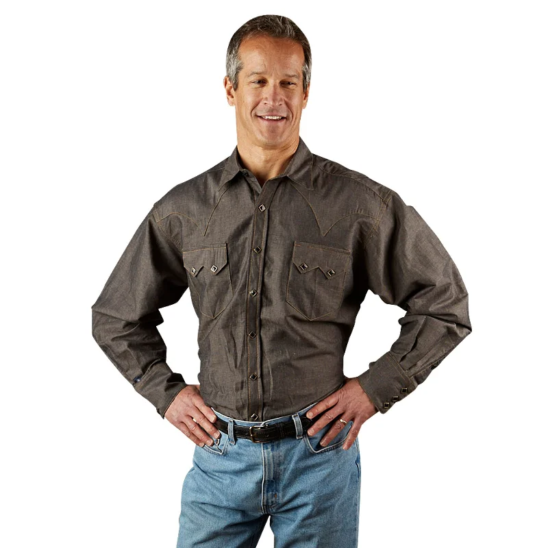 Flexible Men's JeansMen's Extra-Fine Cotton Black Chambray Western Shirt