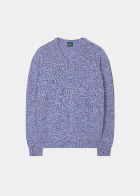Casual Men's ChinosMen's Lambswool Vee Neck Jumper in Water Iris - Regular Fit