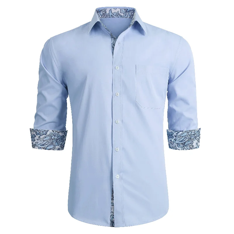 Men's Graphic Print T-Shirts for a Statement LookMen's Light Blue Dress Shirt with Pocket - LIGHT BLUE Men's Graphic Print T-Shirts for a Statement LookMen's Light Blue Dress Shirt with Pocket - LIGHT BLUE