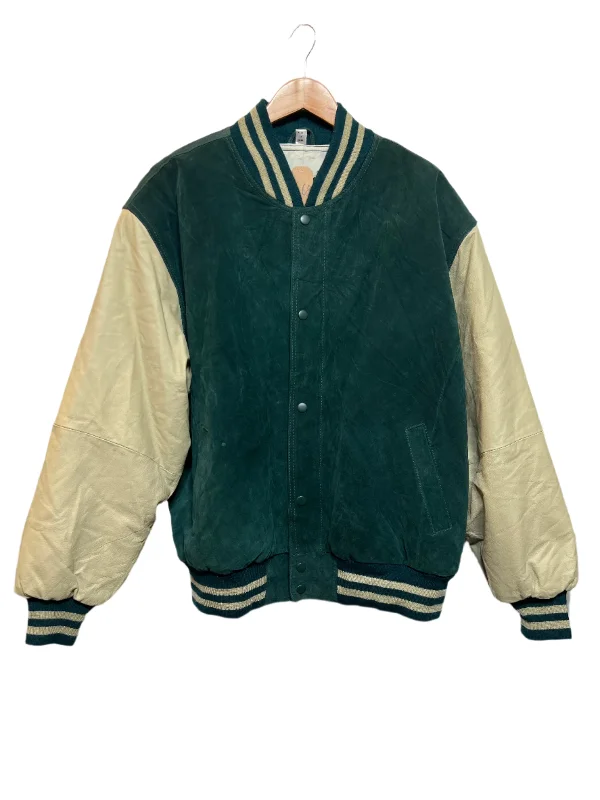 Men's Coats with Adjustable SleevesNew Zealand Outback Mens Green Varsity Jacket (Size L)
