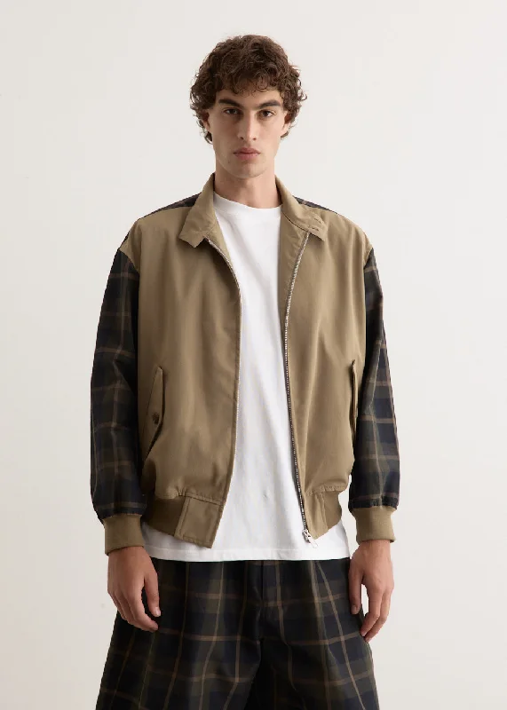 Men's Coats with Hand WarmersCheck Panel Zip Jacket