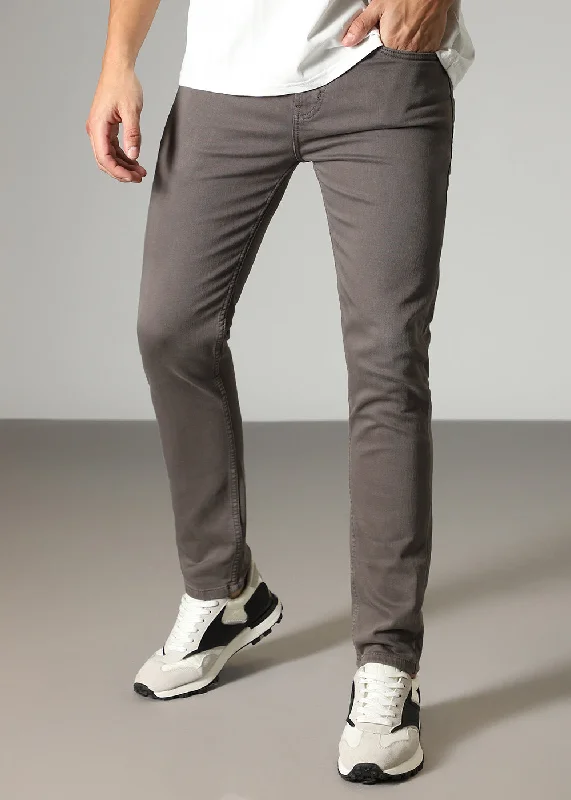 Men's Jeans with Stretch FabricGreyish Brown Ankle Slim Fit Denim