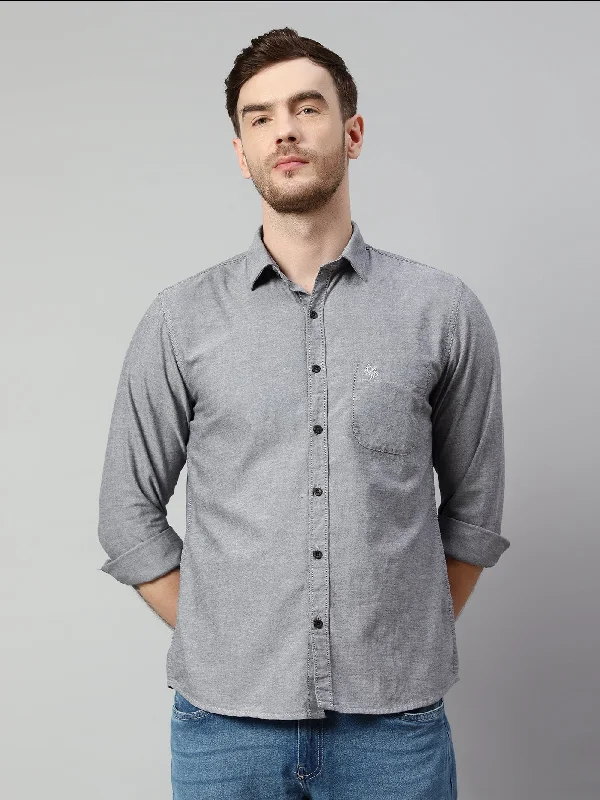 Classic Men's Dress ShirtsMen's Black Casual Plain Full Sleeve Shirt
