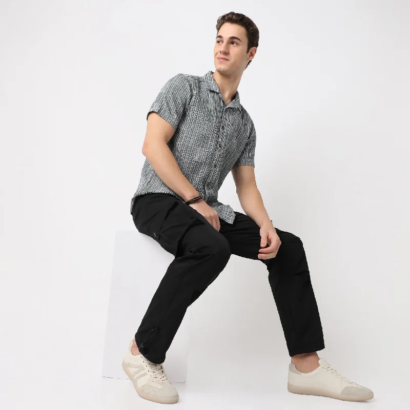 Men's Bamboo Fiber Shirts for Softness and BreathabilityStructured Camp Collar Modern Explorer Half Sleeve Cruiser Shirt