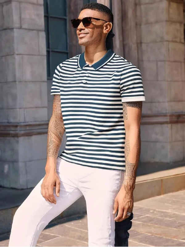 Men's Shirts with Patchwork SleevesMack Jonney Men's Striped Cotton Rich Polo T Shirt | Collar Tshirts | Half Sleeves | Stripe-Regular Fit Men's Shirts with Patchwork SleevesMack Jonney Men's Striped Cotton Rich Polo T Shirt | Collar Tshirts | Half Sleeves | Stripe-Regular Fit