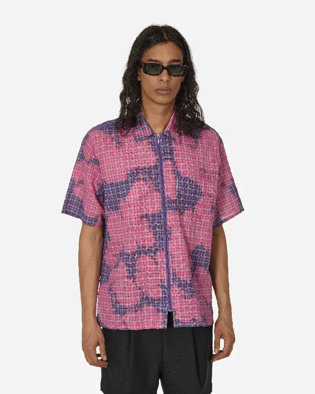 Men's Pattern Mixing Shirts for Creative StyleBleached Zip Shirt Purple
