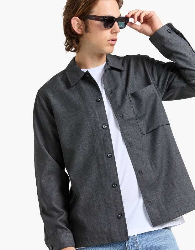 Men's Coats for Big and TallSadamon Go Overshirt 15350 - Dark Grey Mel.