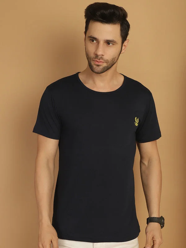Men's Shirts with Button-Down CollarsMack Jonney Round Neck Cotton Solid Navy Blue T-Shirt for Men Men's Shirts with Button-Down CollarsMack Jonney Round Neck Cotton Solid Navy Blue T-Shirt for Men