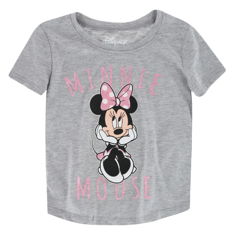 Versatile Men's Tank TopsGirls Minnie Mouse Glitter Bow Short Sleeve T-Shirt
