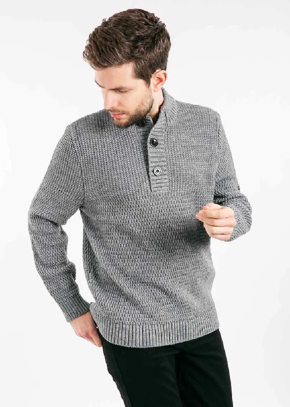 Men's Sweaters with PocketsBARNOUIC - High Collar Sweater With Buttons for Men