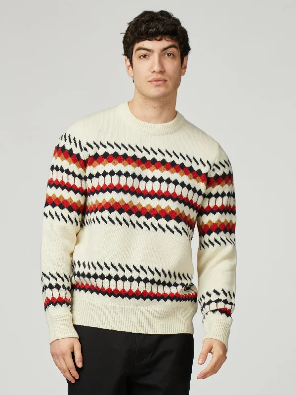 Men's Sweaters for Cold WeatherFairisle Crew - Ivory