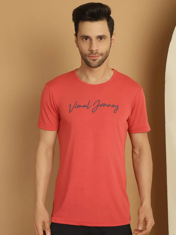 Men's Shirts with Belt AttachmentsMack Jonney Pink Logo Printed Round Neck Cotton Half sleeves Tshirt For Men Men's Shirts with Belt AttachmentsMack Jonney Pink Logo Printed Round Neck Cotton Half sleeves Tshirt For Men